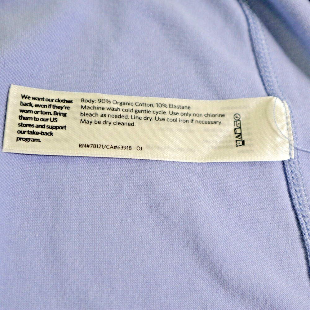 Eileen Fisher Size Petite S Traceable Organic Cotton Stretch Dress Blue - Picture 9 of 9